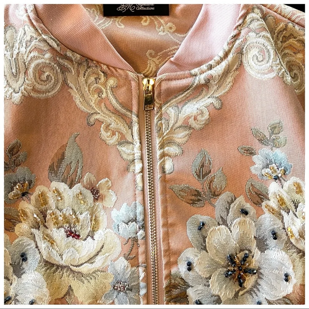 Gorgeous Romantic Embellished Rose Bomber Jacket The Luyzah